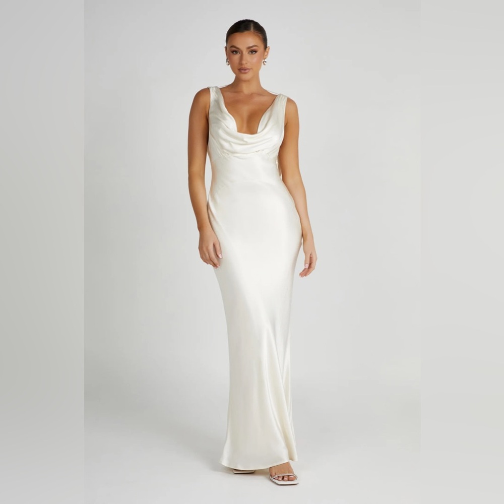 Angelique Cowl Back Maxi Dress-Ivory